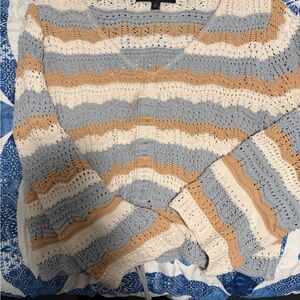 Marc New York Blue Cream Tan V-Neck Sweater